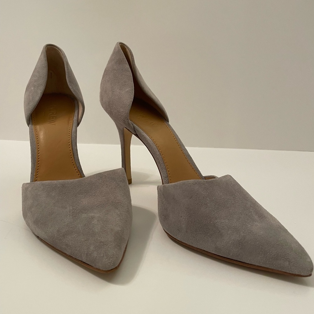 J. Crew Taupe Suede Pointed D'Orsay Pumps